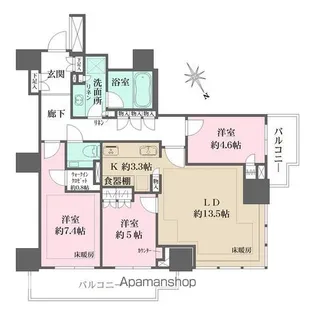 ザ・パークハウス三田ガーデン タワー棟【2階】の間取り