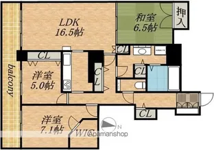 知事公館前タワーレジデンス【14階】の間取り