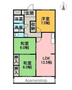 シャトー雁宿【4階】の間取り