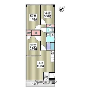 ルネスシーナ【1階】の間取り