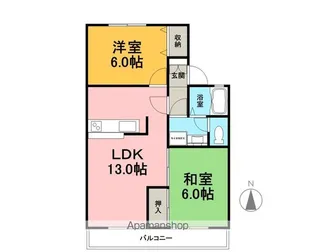 セジュールツモトA棟【2階】の間取り