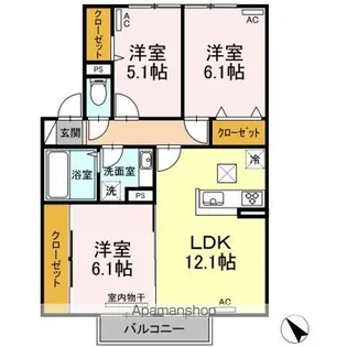 レガーミ中央【103号室】の間取り
