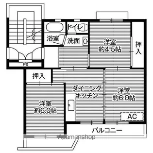 ビレッジハウス千津ヶ谷3号棟【402号室】の間取り