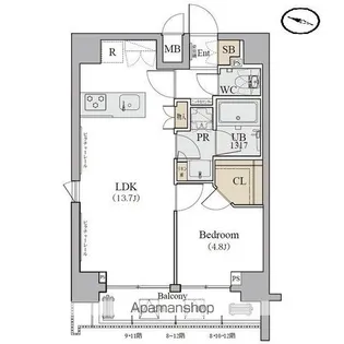 ディームス品川南【9階】の間取り