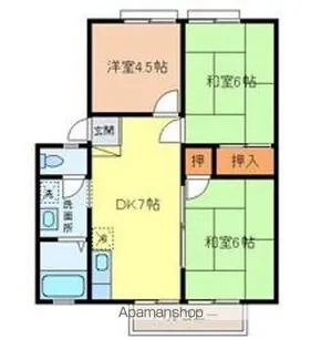岸城ハイツB棟【203号室】の間取り