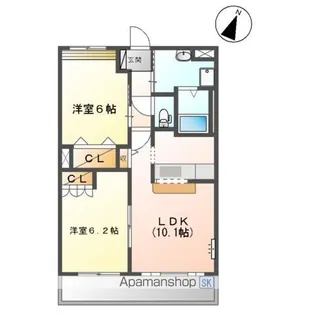 ウエストヴィラージュ(WEST VILLAGE)【2階】の間取り