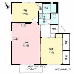 クレール B棟【2階】の間取り
