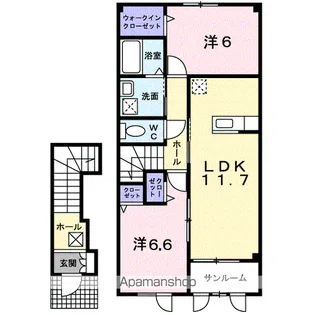 プリート・カーサA【202号室】の間取り