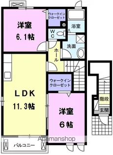 バロン・栗島【2階】の間取り