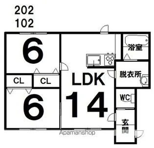 PLAINⅢ(プレイン)【102号室】の間取り