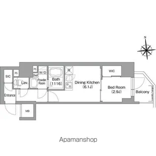 コンフォリア・リヴ谷町九丁目ソルテラス【15階】の間取り