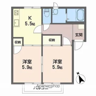 ファミール一柳 B棟【1階】の間取り