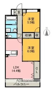 アネックス長尾山【102号室】の間取り