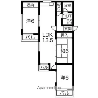 ロアール赤池【2A号室】の間取り