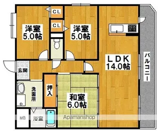 ルナピエーナ泉北【5階】の間取り
