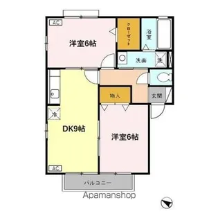 スクエア鞍月 B【2階】の間取り