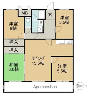 プライマリー三大【103号室】の間取り