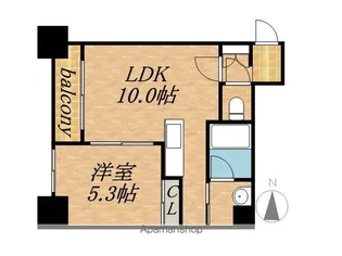 シャトーフロントナック【9階】の間取り