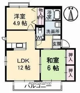 エアトベール A・B・C棟【C202号室】の間取り