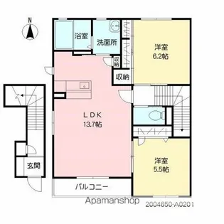 シャーメゾン見晴台A【201号室】の間取り