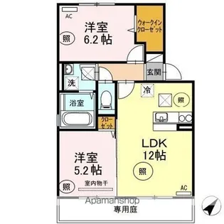 グランディール ウベ B棟【1階】の間取り