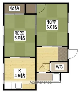 共栄荘(左側)【2階】の間取り
