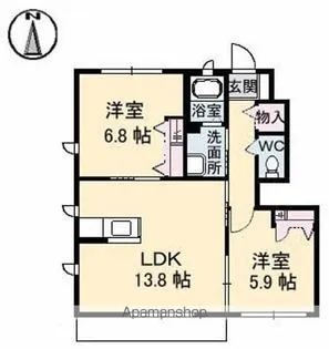 パインテイル A棟【1階】の間取り