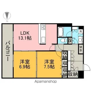 グラン・アベニュー 白川公園【13階】の間取り