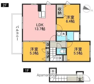 シャーメゾン中久万 B棟【2階】の間取り