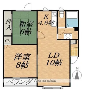 2LDKの間取り画像