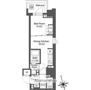 ミリアレジデンス浅草駒形【11階】の間取り