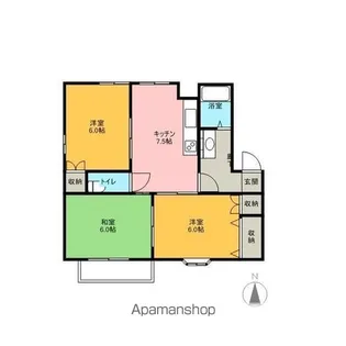 パセオファミールハウスB棟【202号室】の間取り