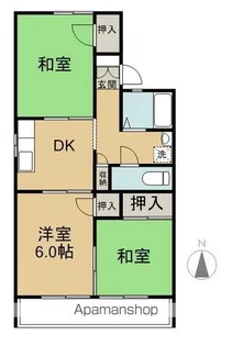 ジョイフル浜田【B棟201号室】の間取り