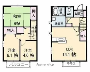 グリーンハイツ木太A・B・C・D棟【A101号室】の間取り