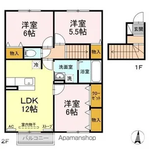 リビングタウン浜田 C【2階】の間取り