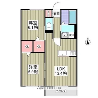 グラントレ宮城【1階】の間取り