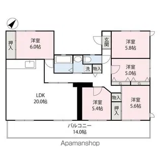 ヴァンベールかたおか【1階】の間取り