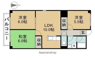 バンベール1【2A号室】の間取り