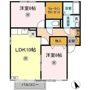 ベルデュールすず樹 AB【2階】の間取り