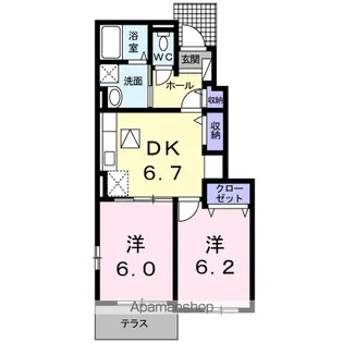 レジデェンスひまわりB【1階】の間取り