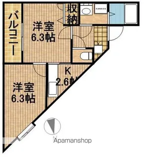 野中第6マンション【2階】の間取り