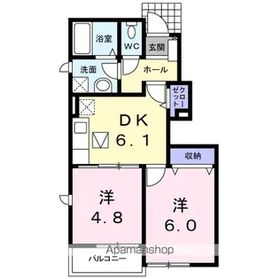アンソレイエ【1階】の間取り