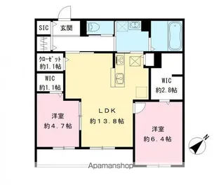 エリーナウエスト【101号室号室】の間取り