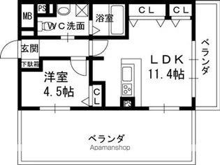プリモーテ枚方公園【1階】の間取り