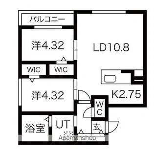 ル・ヌアージュ宮の沢【4階】の間取り