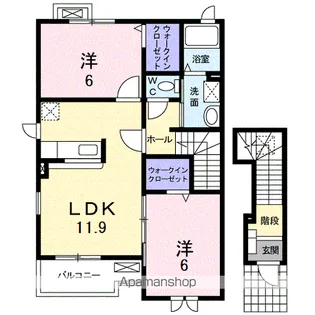 福岡県久留米市三潴町西牟田【アパート】の間取り