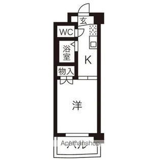 1DKの間取り画像