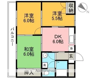 コーポ北秦【1階】の間取り