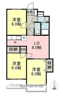コーポ中山B棟【1階】の間取り