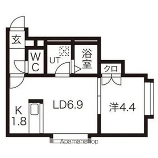 ヴィラージュ手稲本町【102号室】の間取り